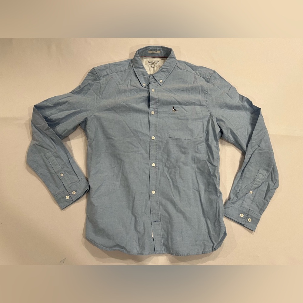 Jack Wills Wadsworth Oxford Shirt Men's Large L Sky Blue Slim Fit NWT New‎